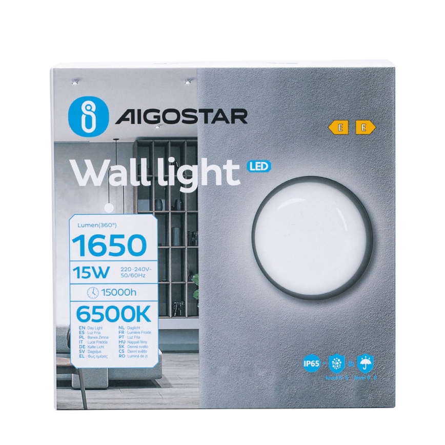 LED Wandlamp voor buiten LED/15W/230V 6500K diameter 15,5 cm zwart IP65