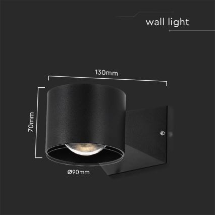 LED Wandlamp voor buiten LED/5W/230V 3000K IP65 zwart