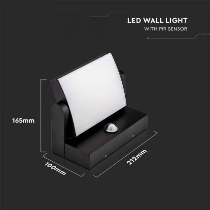 LED Wandlamp voor buiten met sensor LED/17W/230V 3000K IP65 zwart