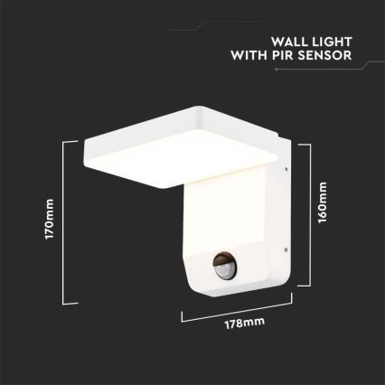 LED Buiten wall flexible lamp met sensor LED/17W/230V IP65 4000K wit