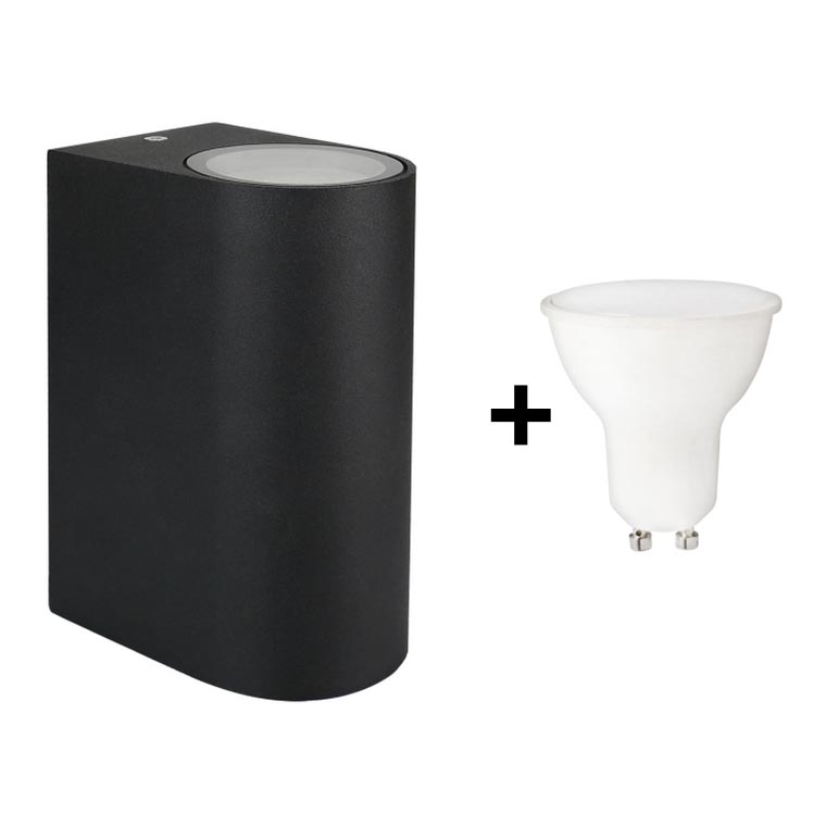 LED Wandlamp voor buiten TORRE 2xGU10/6W/230V zwart IP54