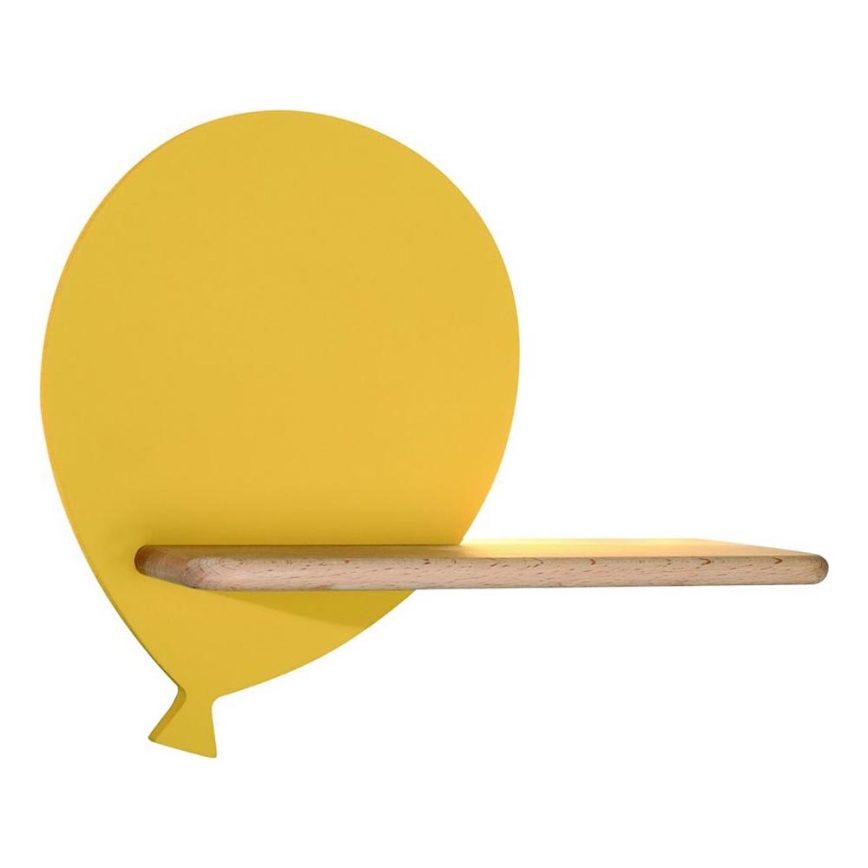 LED wandlamp voor kinderen inclusief plank BALLOON LED/4W/230V geel/hout