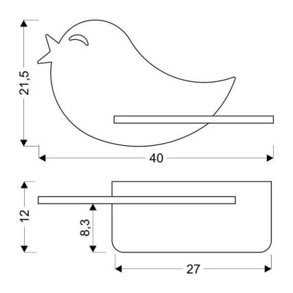 LED wandlamp voor kinderen inclusief plank BIRD LED/5W/230V roze/hout