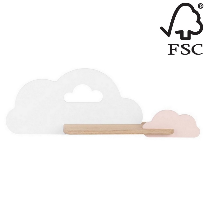LED wandlamp voor kinderen inclusief plank CLOUD LED/5W/230V wit/roze