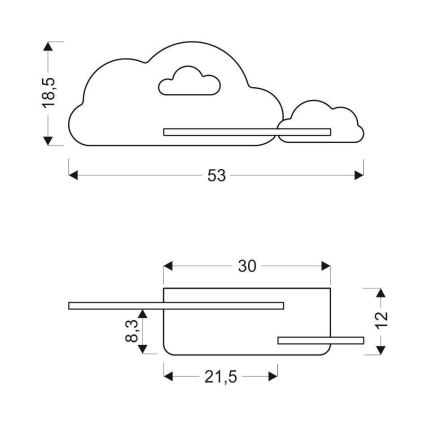 LED wandlamp voor kinderen inclusief plank CLOUD LED/5W/230V wit/roze