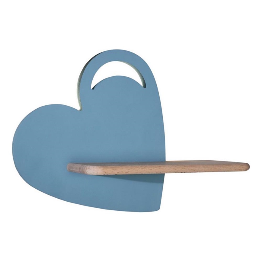 LED wandlamp voor kinderen inclusief plank HEART LED/5W/230V blauw/hout