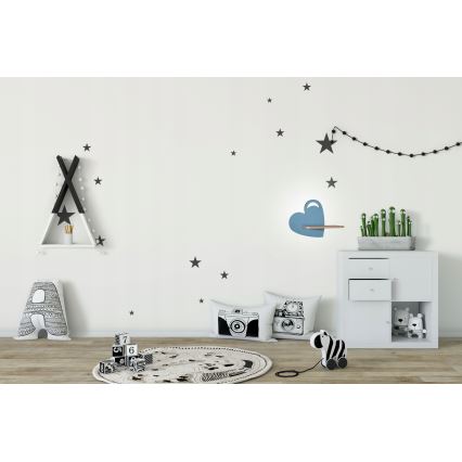LED wandlamp voor kinderen inclusief plank HEART LED/5W/230V blauw/hout
