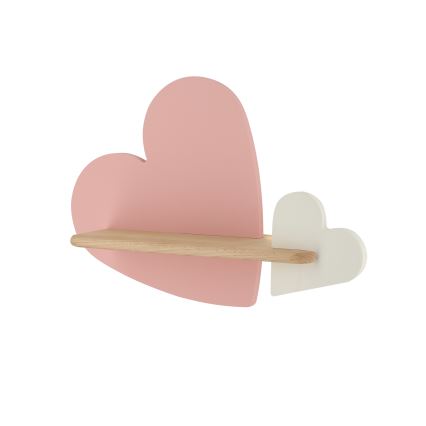 LED wandlamp voor kinderen inclusief plank HEART LED/5W/230V roze/wit/hout