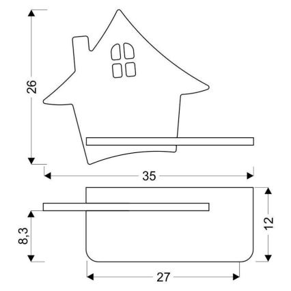 LED wandlamp voor kinderen inclusief plank HOUSE LED/4W/230V grijs/hout