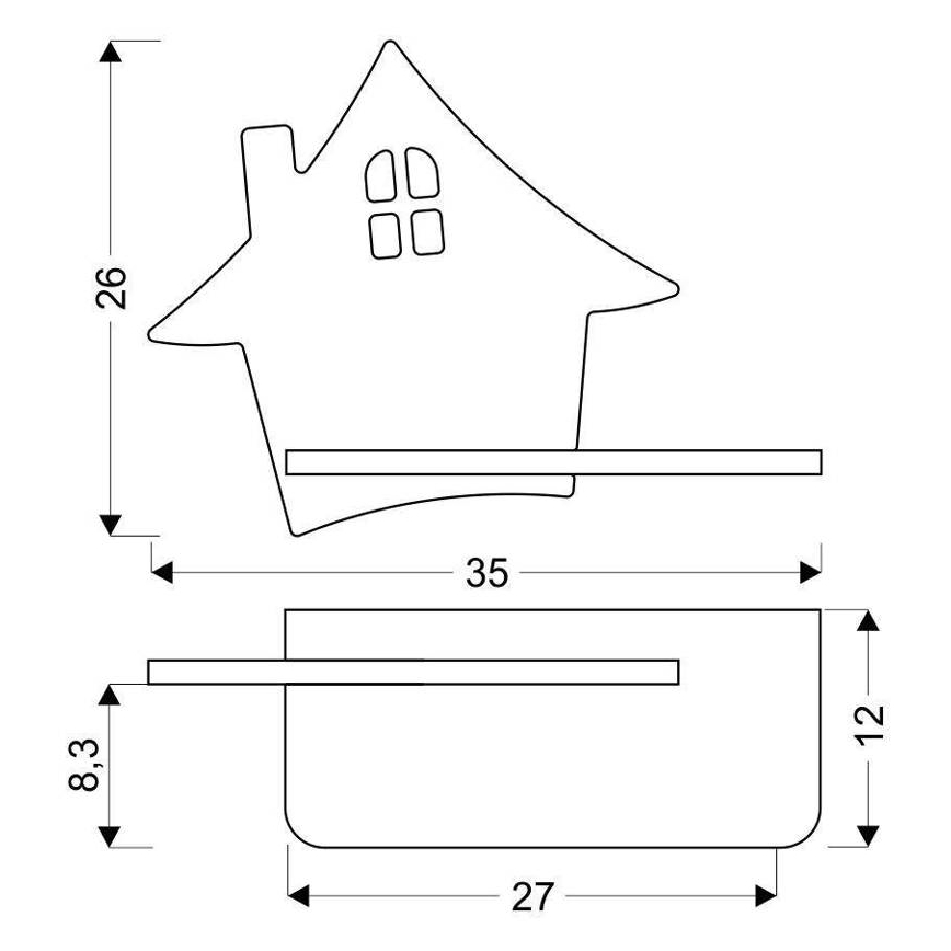 LED wandlamp voor kinderen inclusief plank HOUSE LED/4W/230V grijs/hout