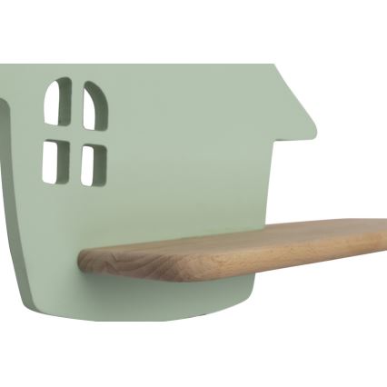 LED wandlamp voor kinderen inclusief plank HOUSE LED/4W/230V groen/hout