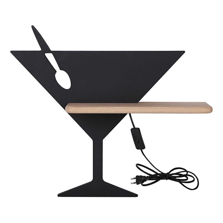 LED wandlamp voor kinderen inclusief plank PICCOLO LED/4W/230V zwart/hout