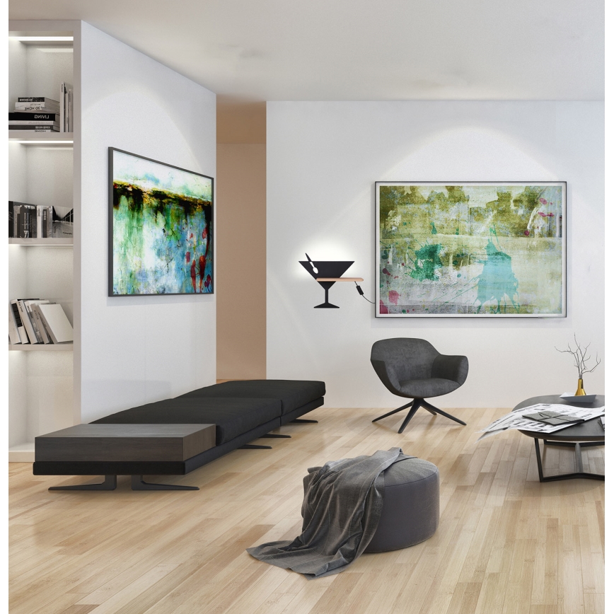LED wandlamp voor kinderen inclusief plank PICCOLO LED/4W/230V zwart/hout