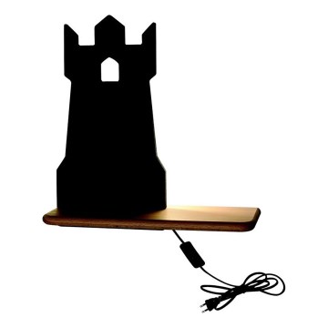 LED wandlamp voor kinderen inclusief plank TOWER LED/4W/230V zwart/hout