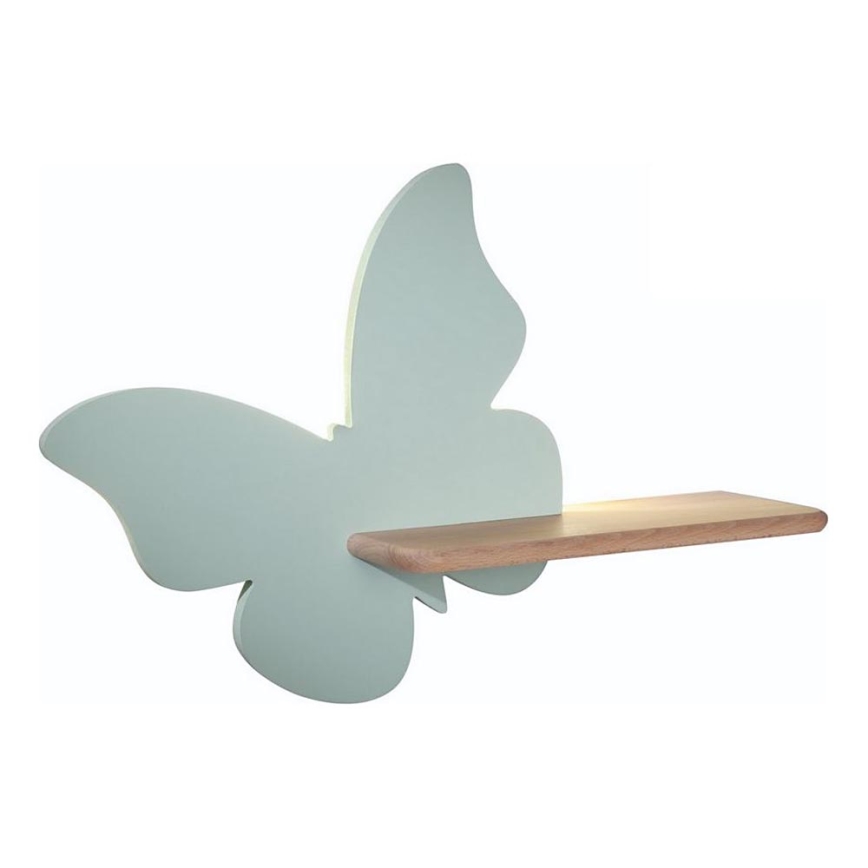 LED wandlamp voor kinderen inclusief plank VLINDER LED/5W/230V groen/hout