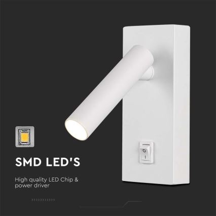 LED Wandspot met schakelaar LED/2W/230V 3000K wit