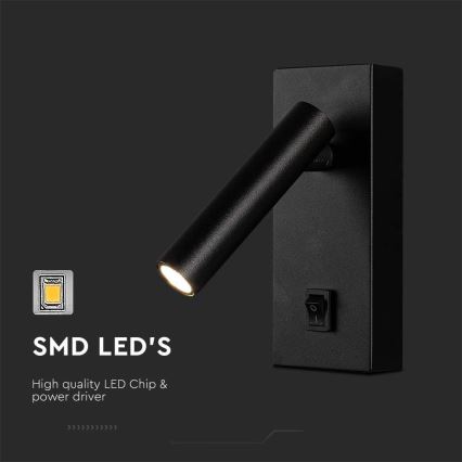 LED Wandspot LED/2W/230V 4000K zwart