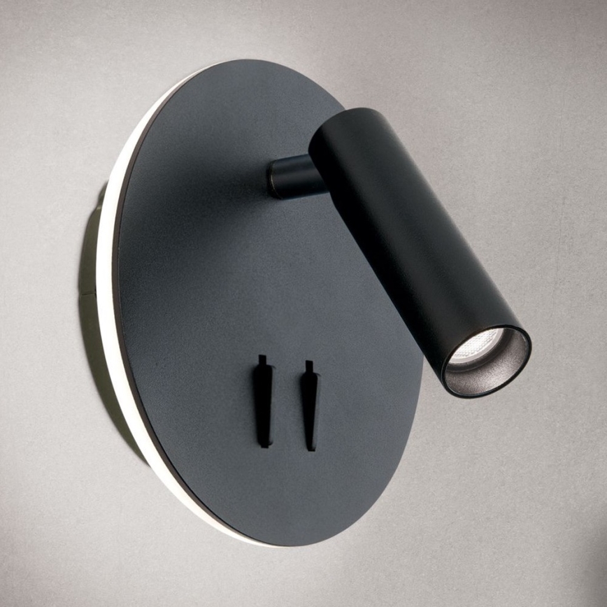 LED Wandspot LENNY LED/6W/230V + LED/3W zwart