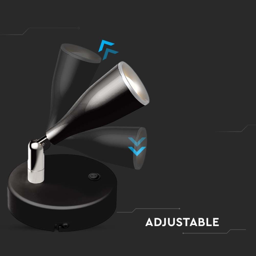 LED Wandspot met schakelaar LED/4,5W/230V 3000K zwart