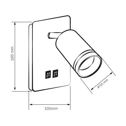 LED Wandspot PARIJS 1xGU10/10W/230V + LED/6W/230V wit