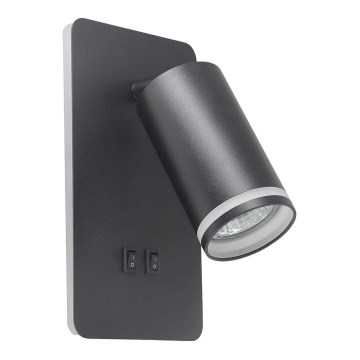 LED Wandspot PARIJS 1xGU10/10W/230V + LED/6W/230V zwart