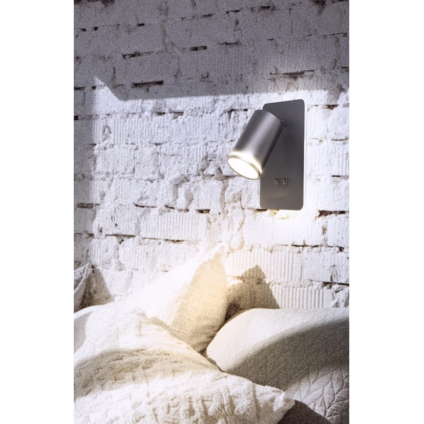 LED Wandspot PARIJS 1xGU10/10W/230V + LED/6W/230V zwart
