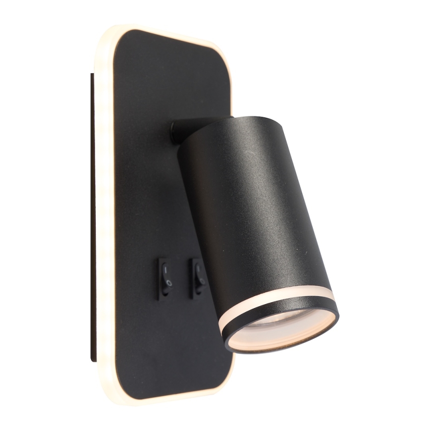 LED-wandspot PIPE 1xGU10/10W/230V + LED/6W zwart