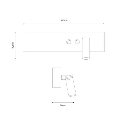 LED-wandspot RESORT LED/10W/230V + LED/3W wit rechts