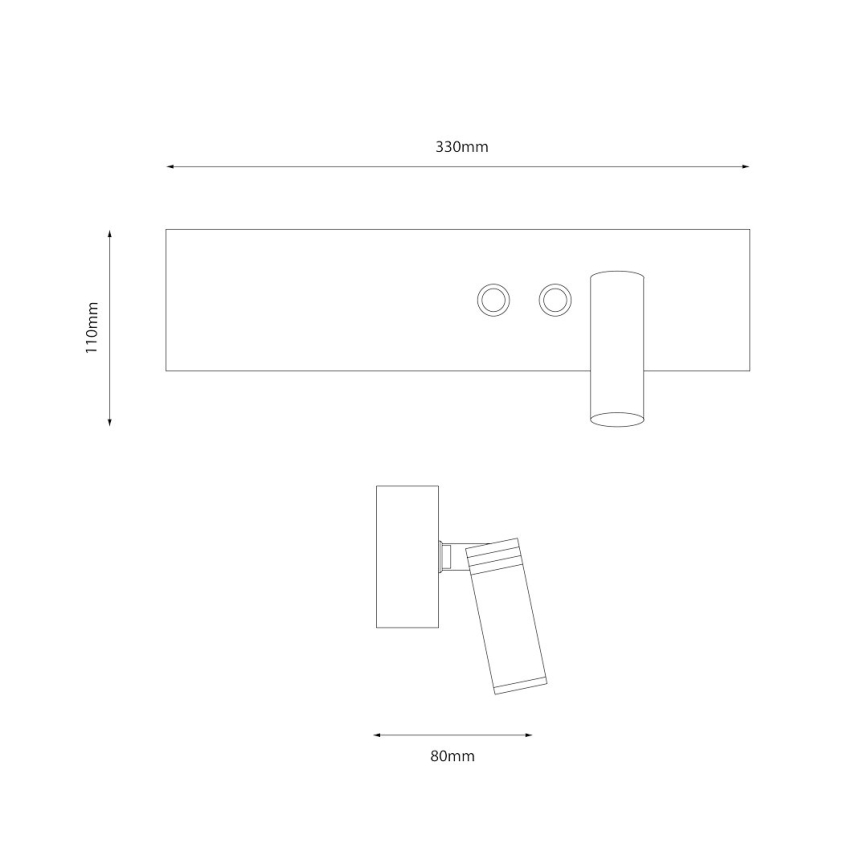 LED wandspot RESORT LED/10W/230V + LED/3W zwart rechts