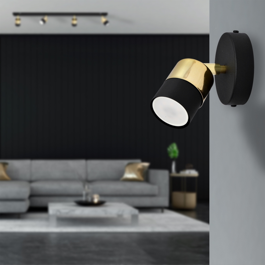 LED Wandspot TUBSSON 1xGU10/4,8W/230V zwart/goud