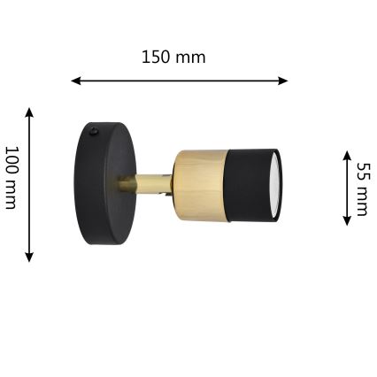LED Wandspot TUBSSON 1xGU10/4,8W/230V zwart/goud