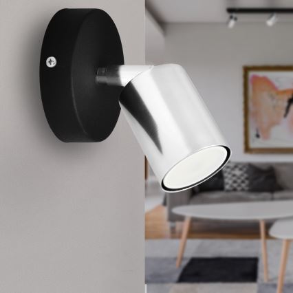 LED Wandspot TUNE 1xGU10/4,8W/230V mat chroom/zwart