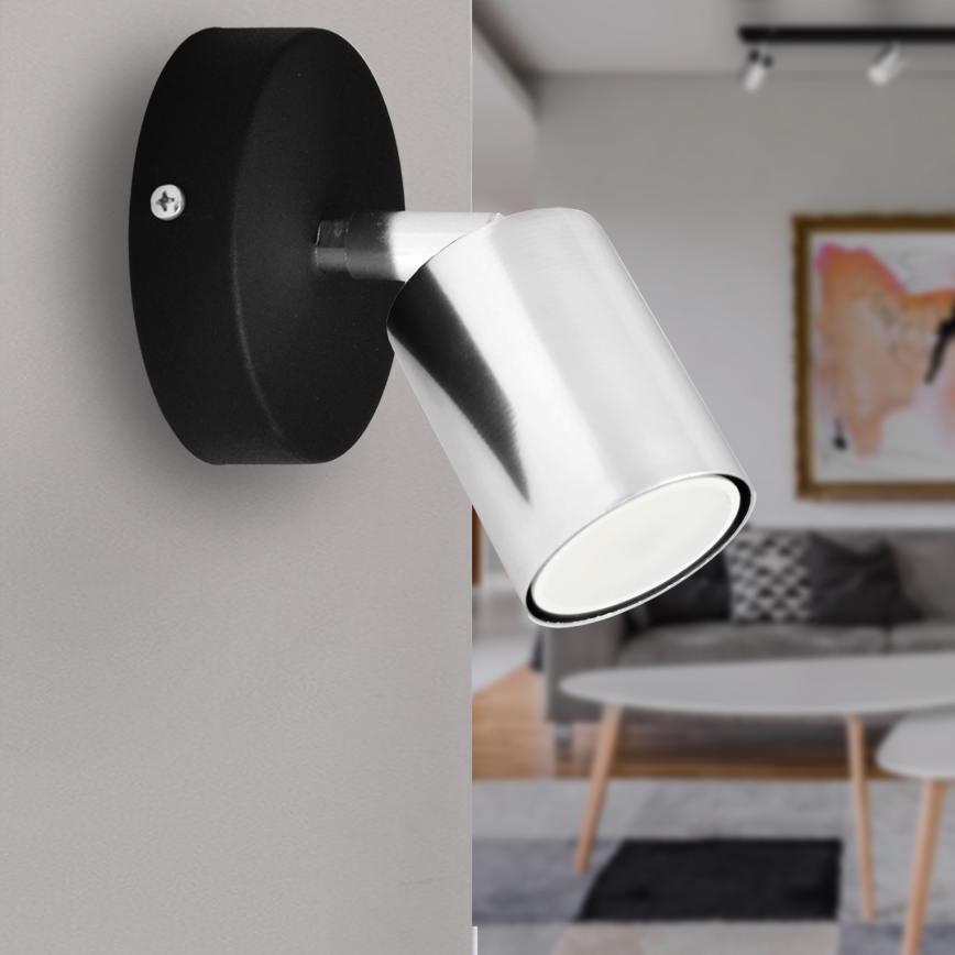 LED Wandspot TUNE 1xGU10/4,8W/230V mat chroom/zwart