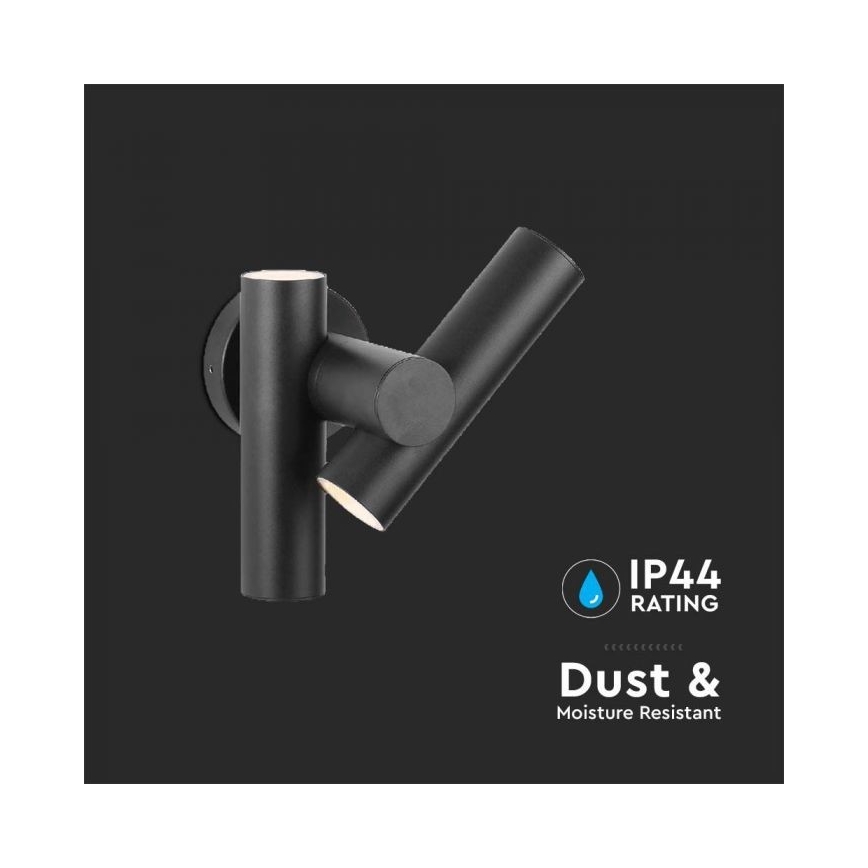 LED Buiten wall flexible Spot 2xLED/3W/230V 4000K IP44 zwart