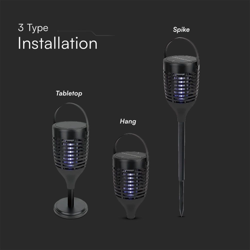 LED Zonne-insectenverdelger 3in1 LED/1,3W/3,7V IP24 20 mm 2200 mAh