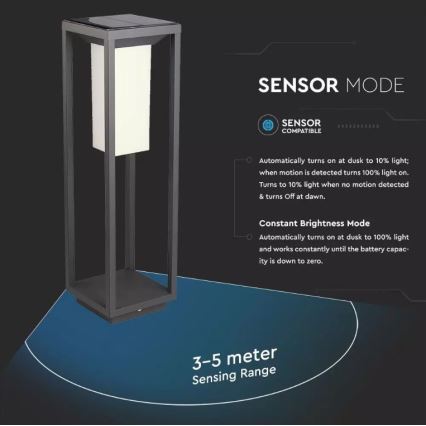LED Zonne-energie lamp met sensor SAMSUNG CHIP LED/2W/3,7V IP65 2600 mAh