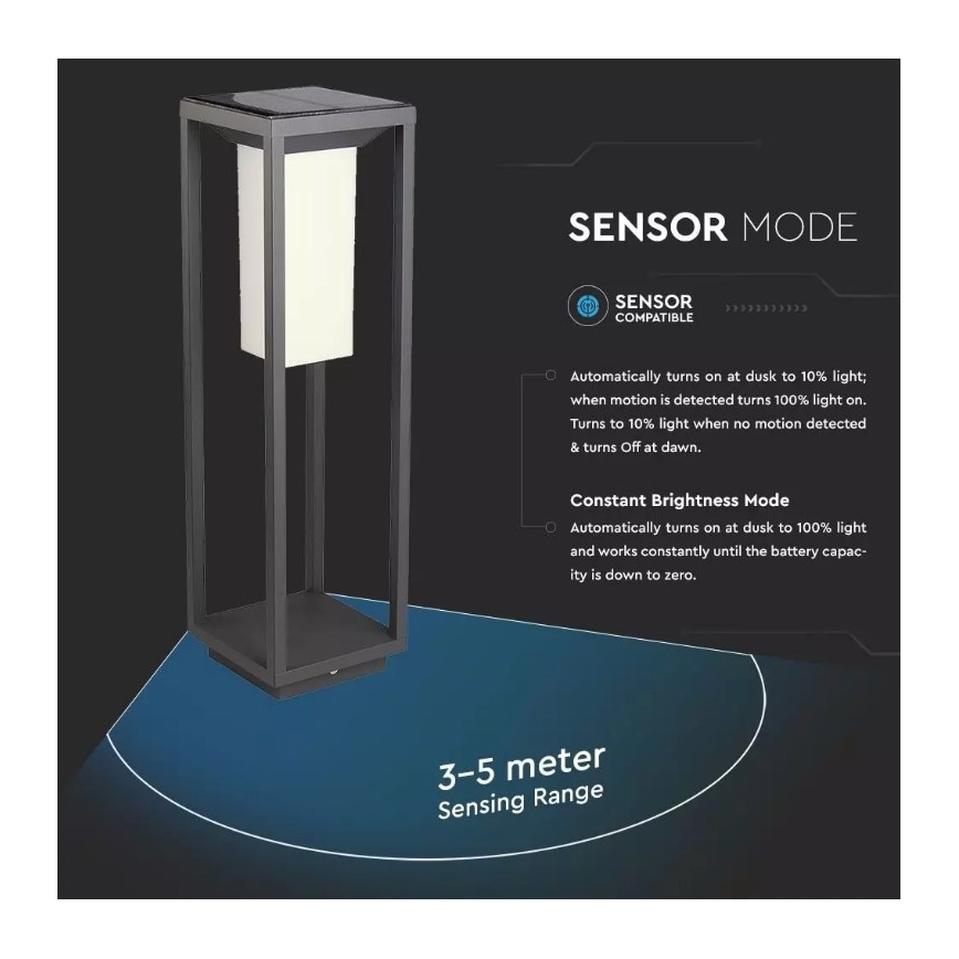 LED Zonne-energie lamp met sensor SAMSUNG CHIP LED/2W/3,7V IP65 2600 mAh