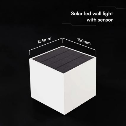 LED zonne-wandlamp met sensor LED/9W/3,7V 3000/4000/5000K IP65 2600 mAh wit