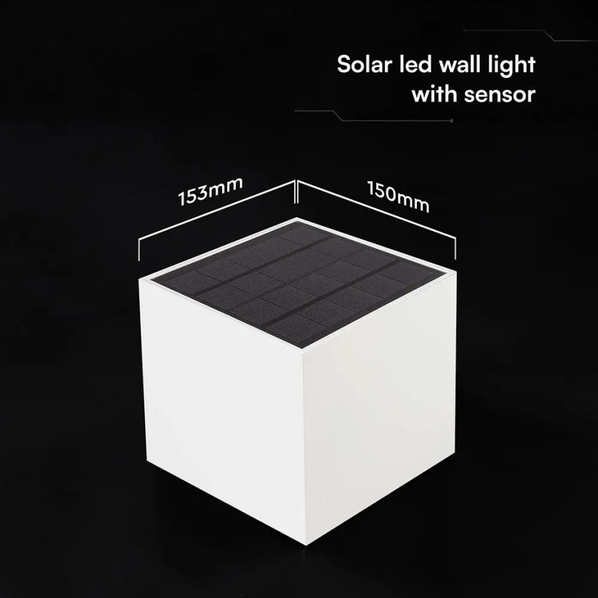LED zonne-wandlamp met sensor LED/9W/3,7V 3000/4000/5000K IP65 2600 mAh wit