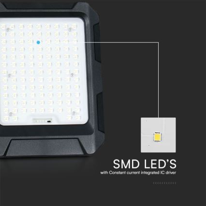 LED zonne-schijnwerper LED/15W/3,7V IP65 4000K 12000 mAh zwart + afstandsbediening