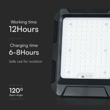 LED zonne-schijnwerper LED/15W/3,7V IP65 4000K 12000 mAh zwart + afstandsbediening