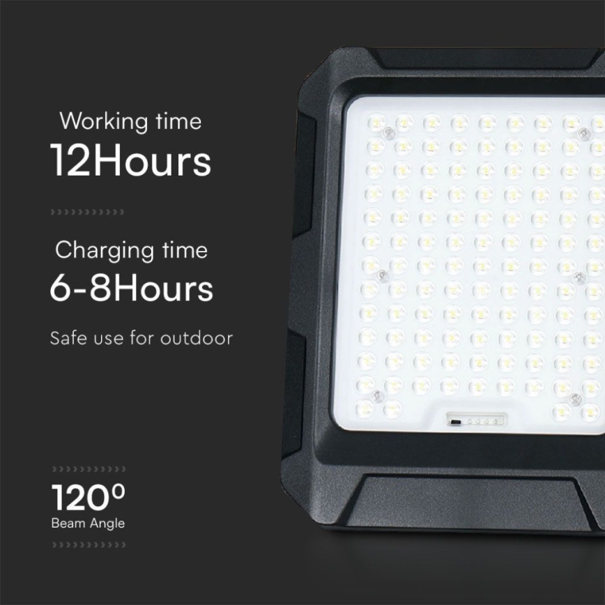 LED zonne-schijnwerper LED/15W/3,7V IP65 4000K 12000 mAh zwart + afstandsbediening