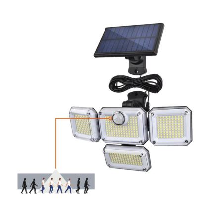 LED-zonneschijnwerper met sensor GLOW LED/2,5W/3,7V 6500K IP44 2400 mAh + afstandsbediening