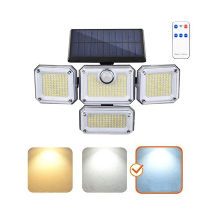 LED-zonneschijnwerper met sensor GLOW LED/2,5W/3,7V 6500K IP44 2400 mAh + afstandsbediening