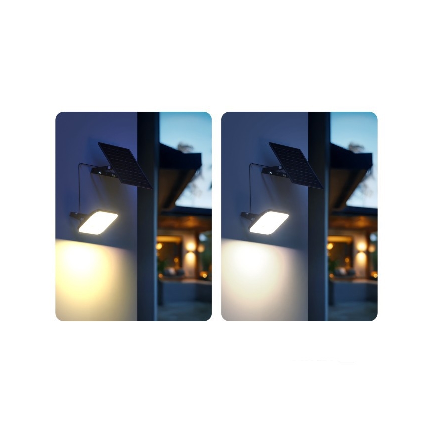 Dimbare LED-schijnwerper op zonne-energie met sensor LED/10W/3,7V 3000/4000K IP65 3600 mAh + afstandsbediening