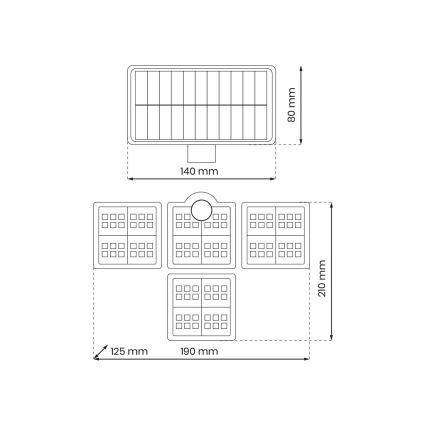 LED Zonne-spot met bewegings- en schemersensor LED/30W/3,7V 2400 mAh IP47 + afstandsbediening