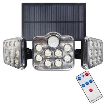 LED Zonne-spot met bewegings- en schemersensor LED/20W/3,7V 1200 mAh IP44 + afstandsbediening