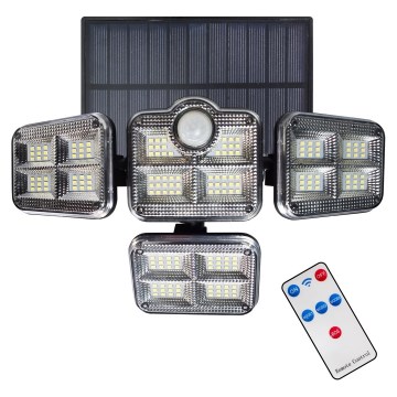LED Zonne-spot met bewegings- en schemersensor LED/30W/3,7V 2400 mAh IP47 + afstandsbediening