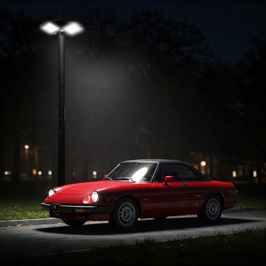 Dimbare LED-zonne-straatlamp met sensor LED/15W/6V 11000 mAh 6500K IP65 zwart + afstandsbediening