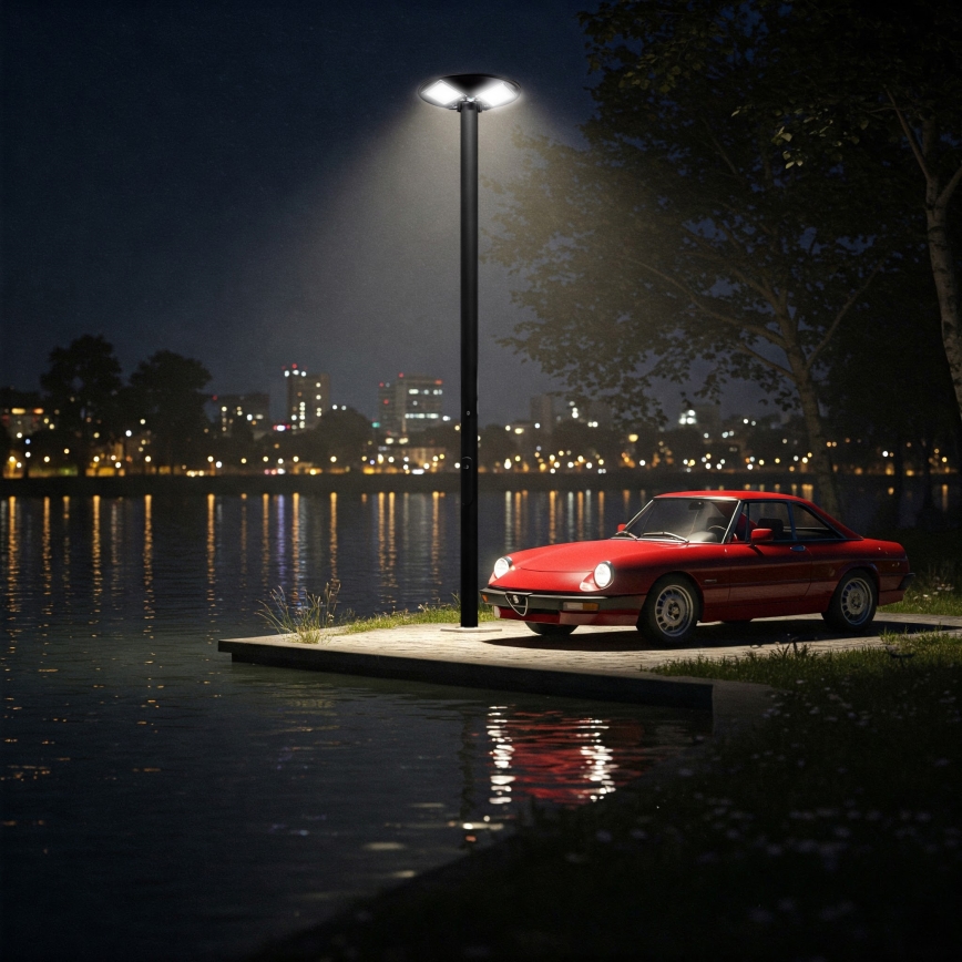 Dimbare LED-zonne-straatlamp met sensor LED/15W/6V 11000 mAh 6500K IP65 zwart + afstandsbediening